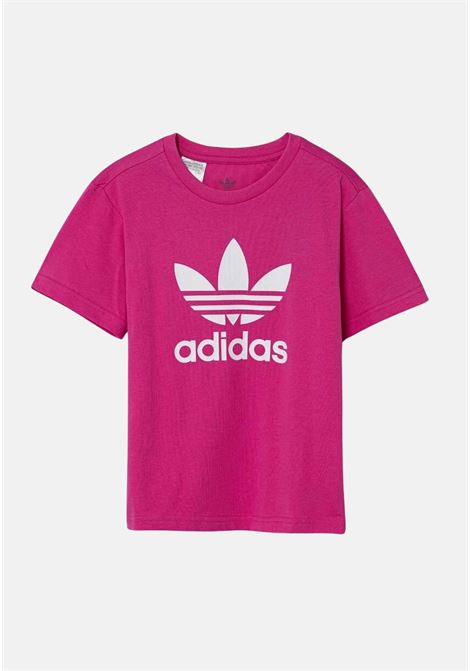 T-shirt a manica corta Adicolor Trefoil fucsia da bambina ADIDAS ORIGINALS | IY7419.